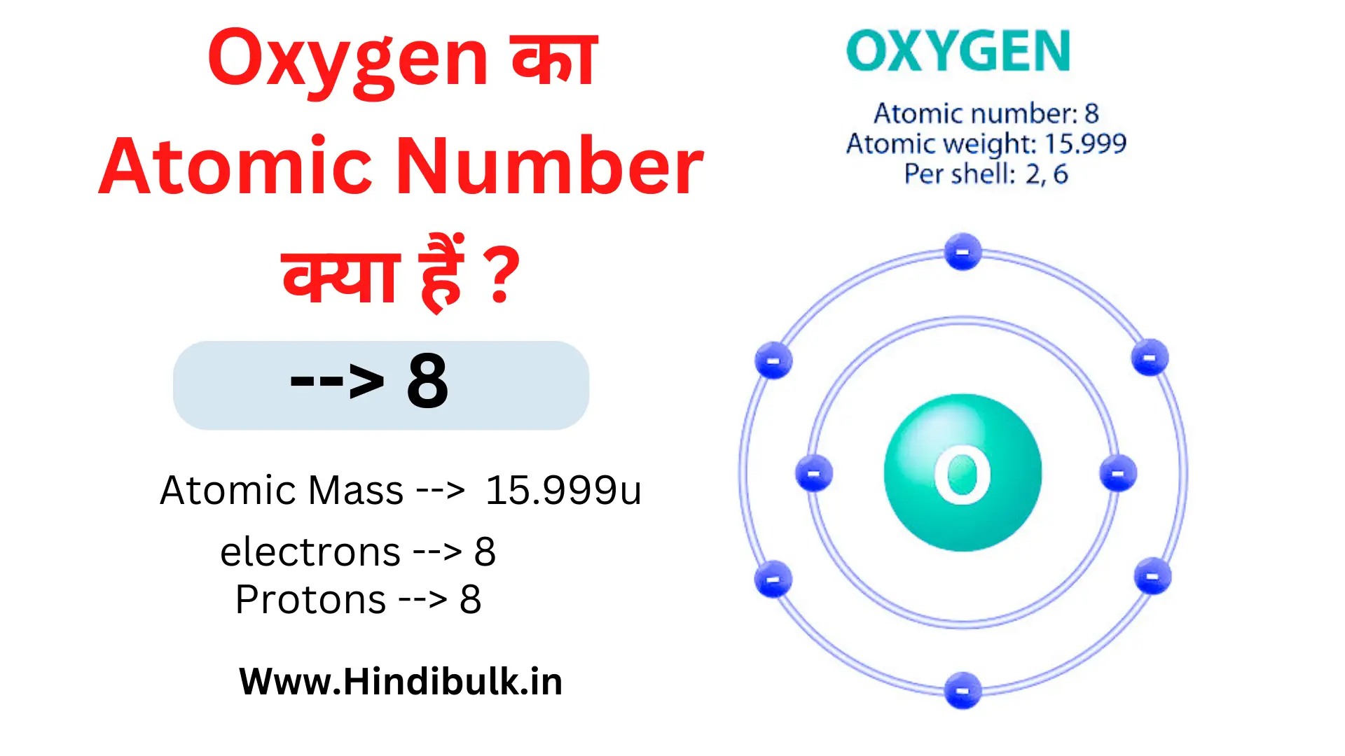 oxygen का atomic number क्या है ?